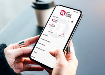 Member using the UW Credit Union Mobile App