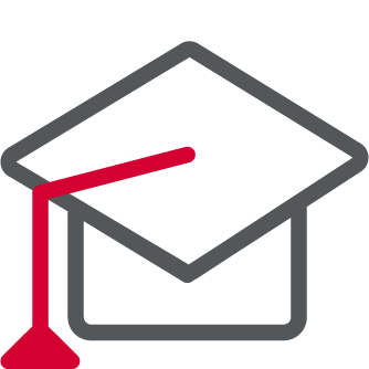 An icon depicting a traditional square graduation cap with tassel