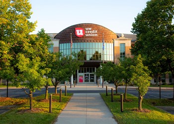 The exterior of UW Credit Union's corporate offices at 3500 University Avenue.