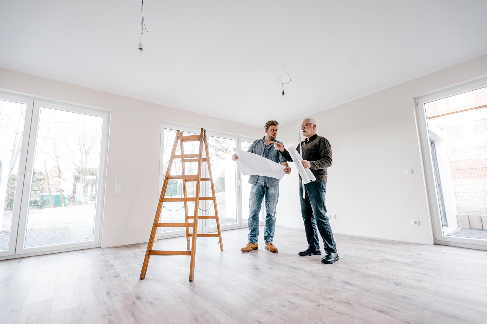 Man talking with home inspector.