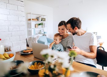 Family reviewing escrow account.