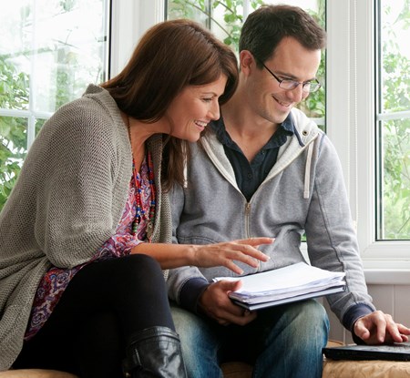 Couple with notebook